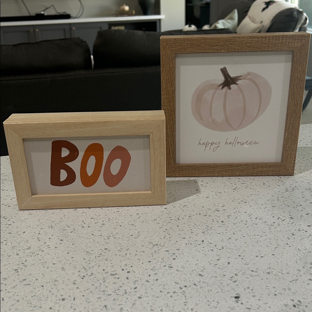 Festive Halloween Picture Frame Set - Orange and Brown